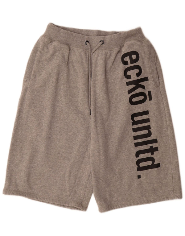 Ecko Unltd Γυναικεία γραφικά αθλητικά σορτς UK 22 3XL Γκρι βαμβακερά