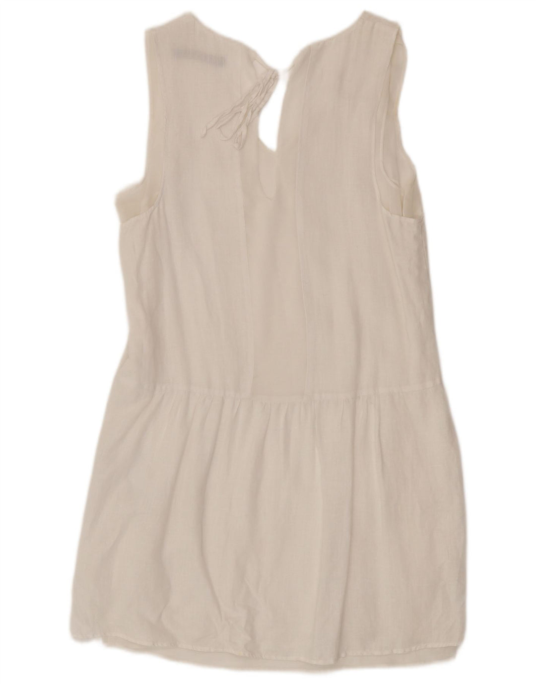 Zara Γυναικείο Αμάνικο Φόρεμα Shift UK 10 Small White Len