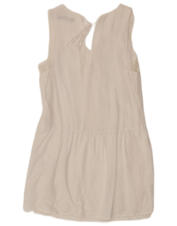 Zara Womens Sleeveless Shift Dress UK 10 Small White Linen