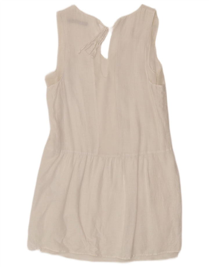 Zara Γυναικείο Αμάνικο Φόρεμα Shift UK 10 Small White Len