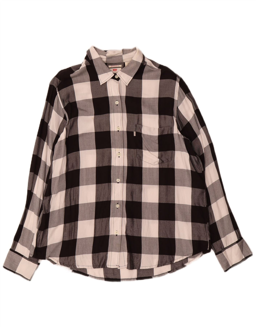 Levi's Womens Boyfriend Flannel πουκάμισο UK 16 Large Black Gingham