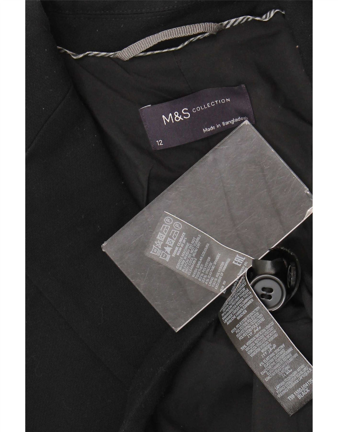 Marks & Spencer Γυναικείο μπουφάν blazer UK 12 μεσαίου μαύρου πολυεστέρα