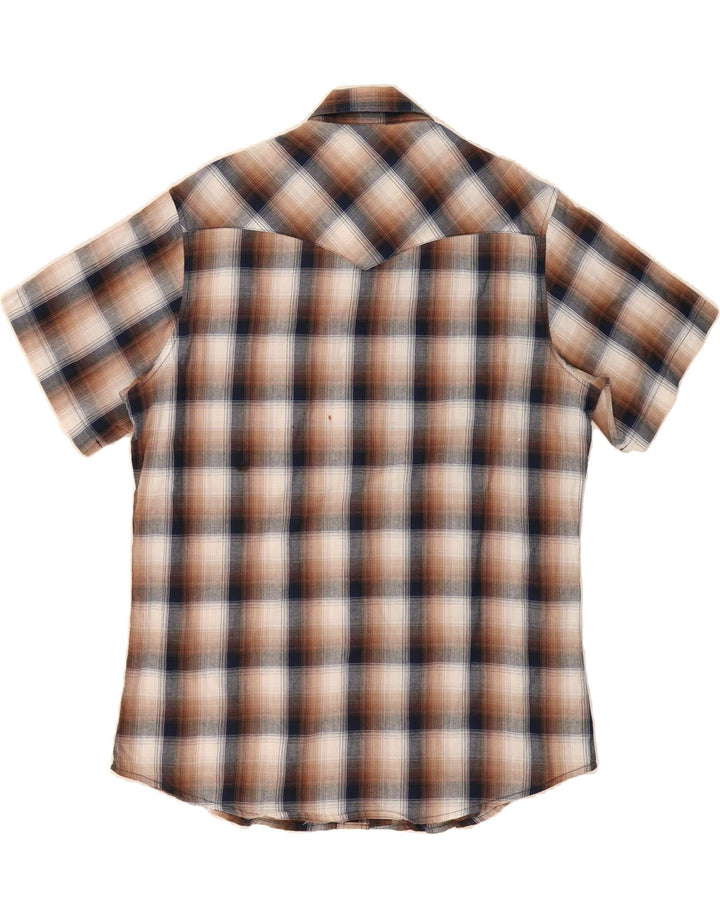WRANGLER Mens Short Sleeve Shirt Large Brown Check Vintage Wrangler and Second-Hand Wrangler from Messina Hembry 