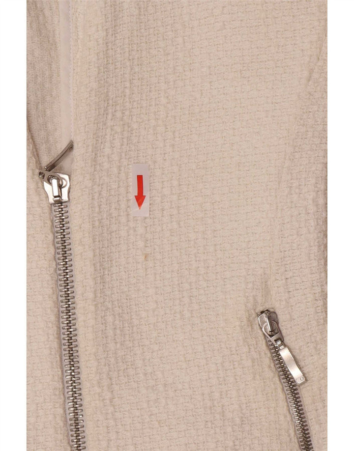 Zara Γυναικείο Μπλέιζερ Μπουφάν UK 8 Small White Cotton