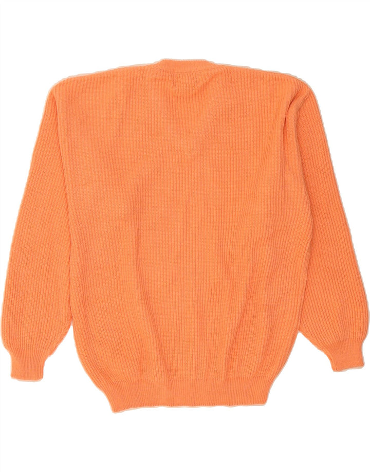 MAGLIERIA Mens V-Neck Jumper Sweater Medium Orange Vintage Maglieria and Second-Hand Maglieria from Messina Hembry 