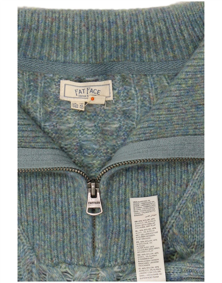 FAT FACE Γυναικείο πουλόβερ με φερμουάρ UK 14 μεγάλο τιρκουάζ νάιλον