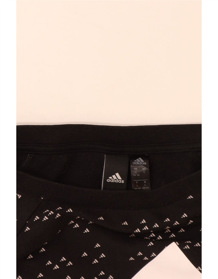 ADIDAS Womens Oversized Graphic Sweatshirt Jumper UK 16/18 Large Black