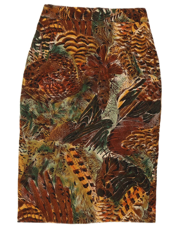 VINTAGE Womens Quilted Pencil Skirt W26 Small Brown Animal Print