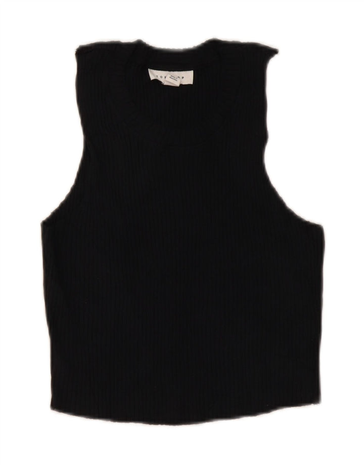 TOPSHOP Womens Vest Top UK 10 Small Black Cotton Vintage Topshop and Second-Hand Topshop from Messina Hembry 