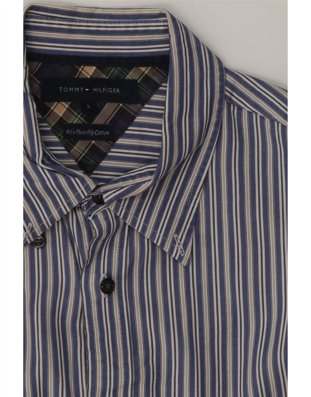 Ανδρικό πουκάμισο Tommy Hilfiger Large Blue ριγέ βαμβακερό