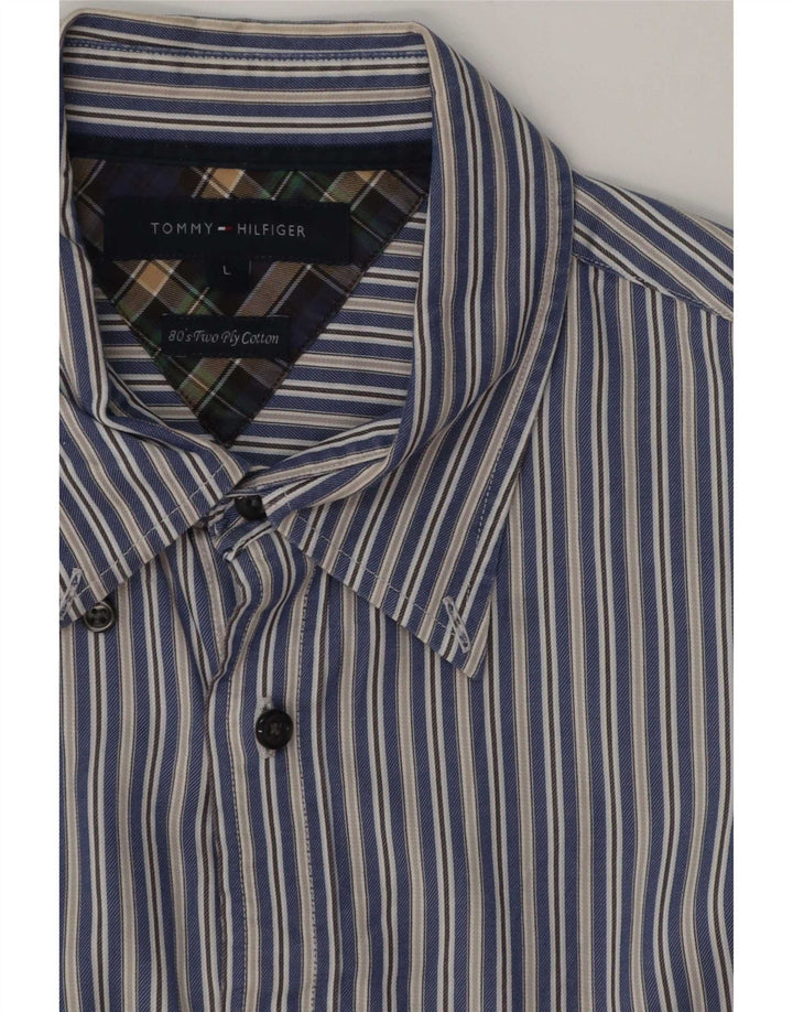 Ανδρικό πουκάμισο Tommy Hilfiger Large Blue ριγέ βαμβακερό