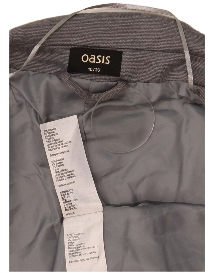 Oasis Γυναικείο Open Blazer Jacket UK 10 Small Grey Pinstripe Polyester