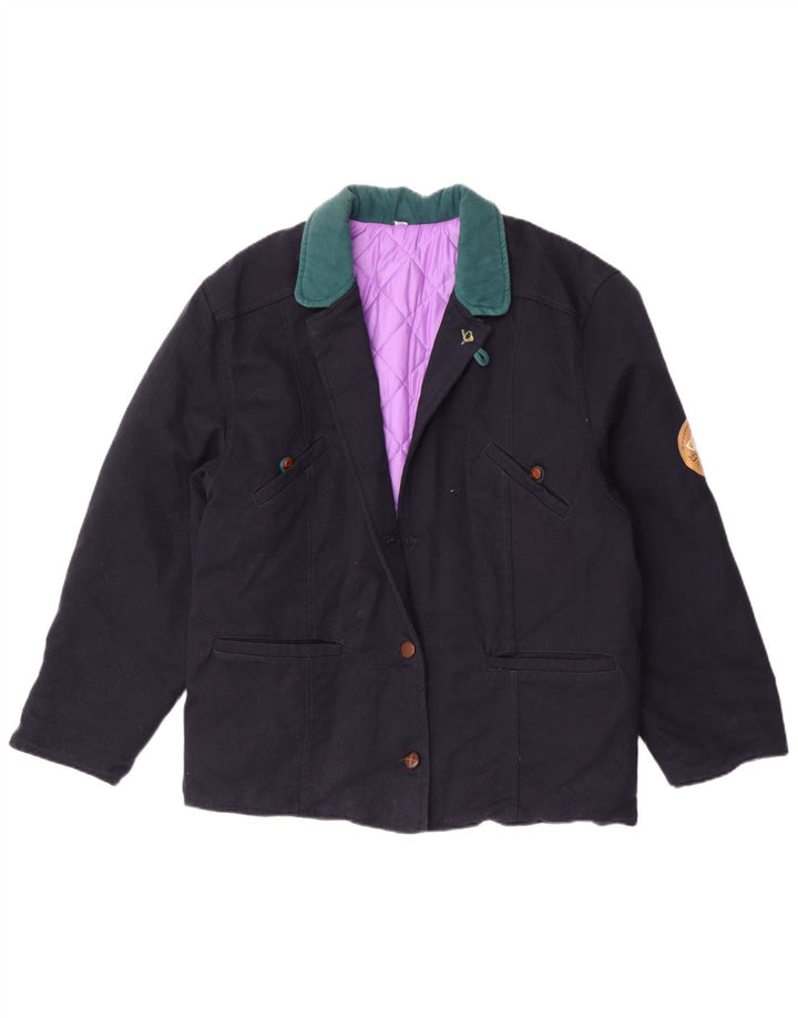 Vintage γυναικείο σακάκι 2 κουμπιών σακάκι IT 44 Medium Navy Blue Colourblock