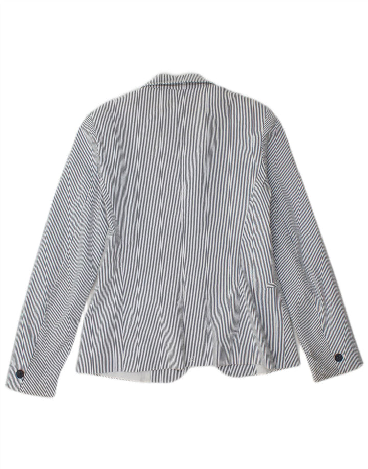 Zara Γυναικείο τζάκετ μπλέιζερ με 1 κουμπί EU 36 Small Blue Pinstripe Βαμβακερό
