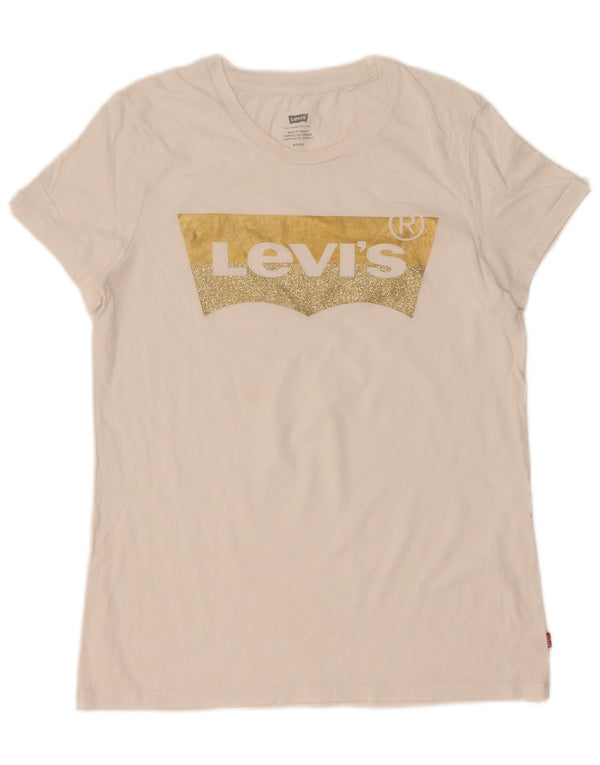Γυναικείο γραφικό T-Shirt Levi's Top UK 10 Small White