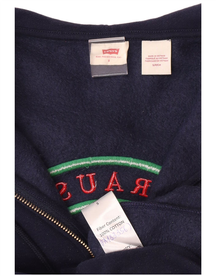 LEVI'S Γυναικείο πουλόβερ με κουκούλα με φερμουάρ μεγάλου μεγέθους UK 10 Small Navy Blue