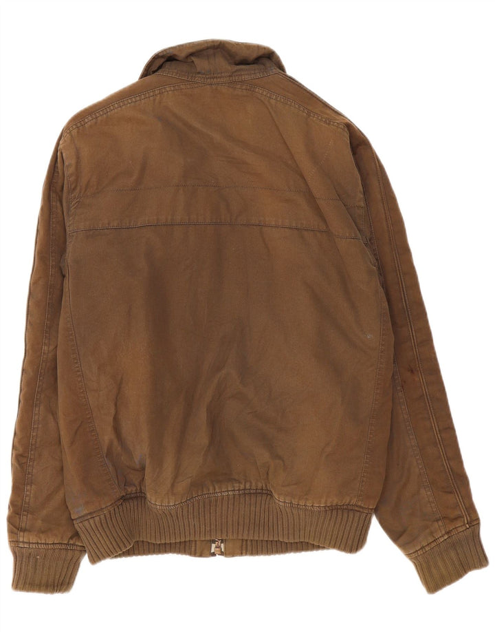 Marks & Spencer Mens Bomber Jacket UK 36 Small Khaki Cotton
