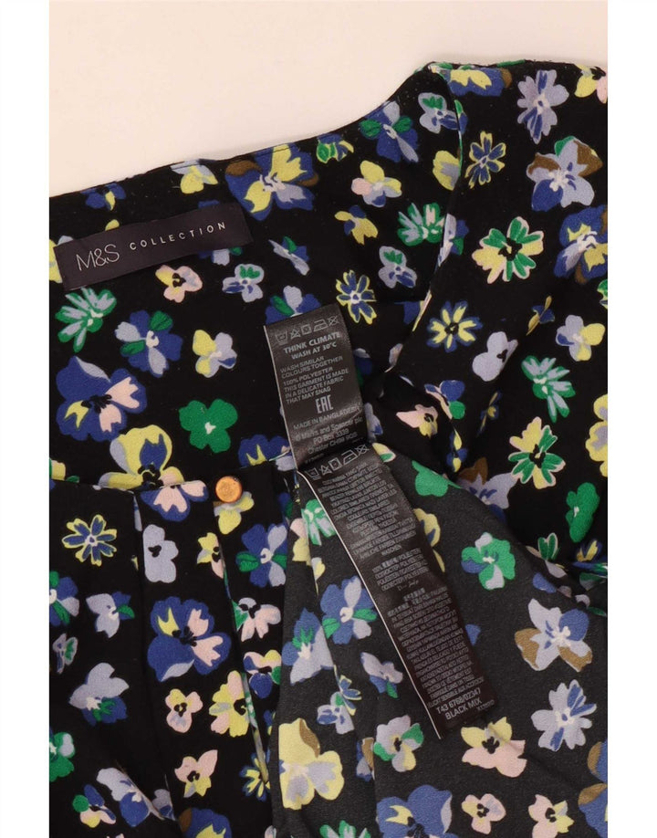 Marks & Spencer Γυναικεία Μπλούζα Τοπ UK 12 Medium Black Floral Polyester