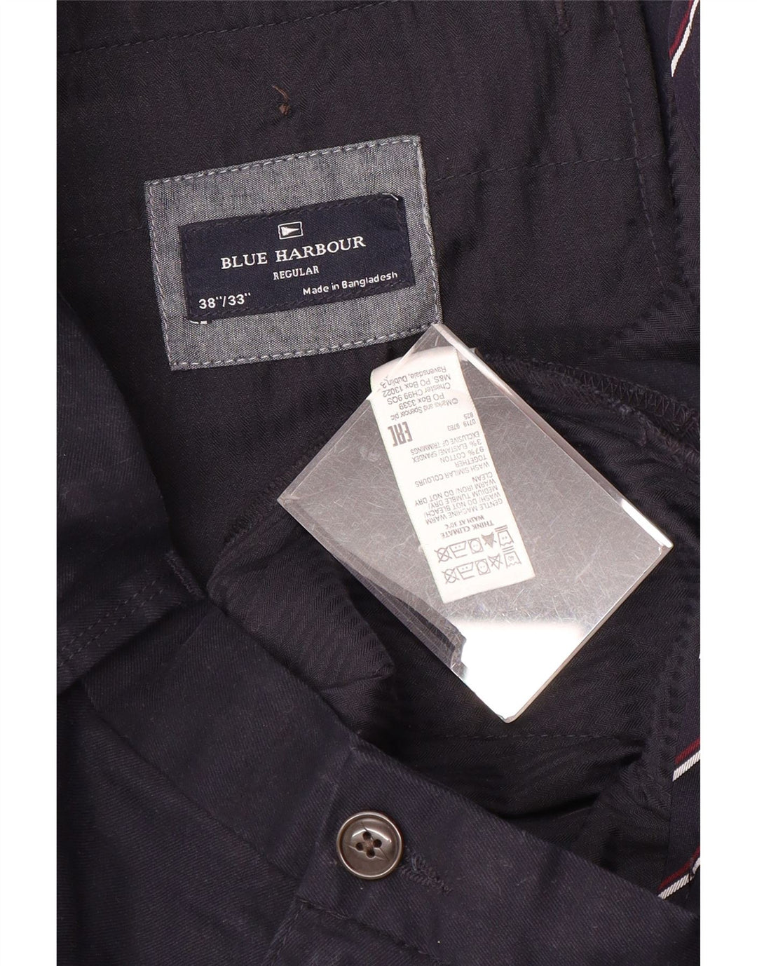 Marks & Spencer Mens Blue Harbour κανονικό παντελόνι Chino W38 L33 Navy Blue