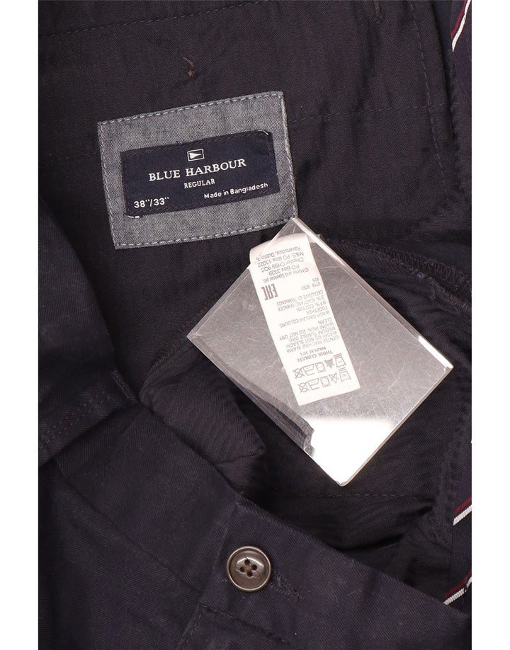Marks & Spencer Mens Blue Harbour κανονικό παντελόνι Chino W38 L33 Navy Blue