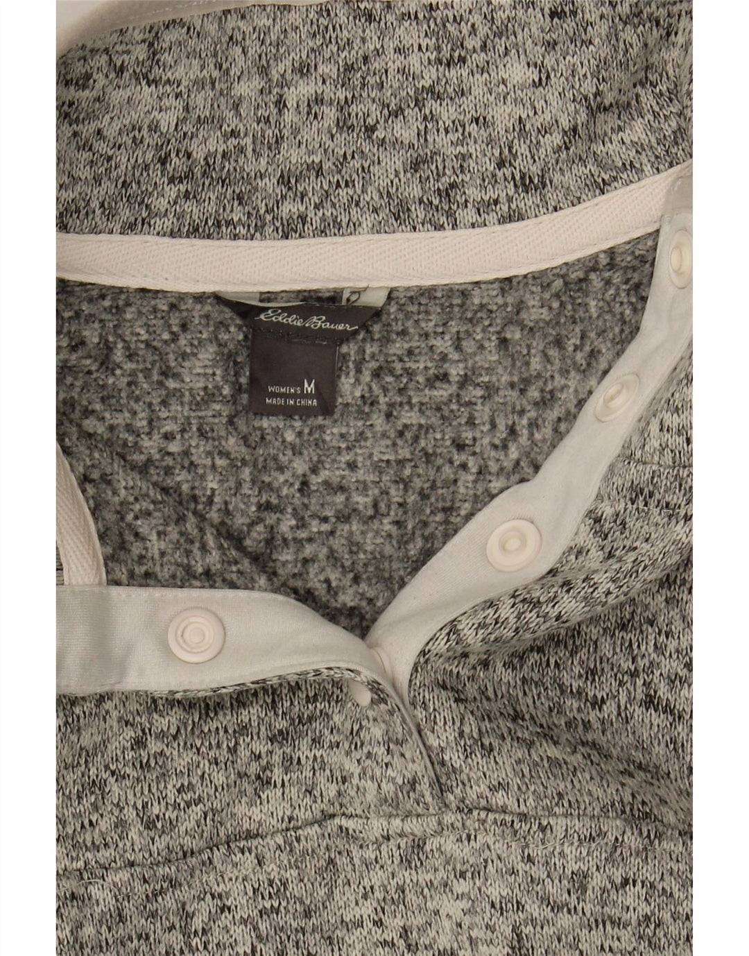 EDDIE BAUER Womens Button Neck Sweatshirt Jumper UK 14 Medium Grey Flecked Vintage Eddie Bauer and Second-Hand Eddie Bauer from Messina Hembry 