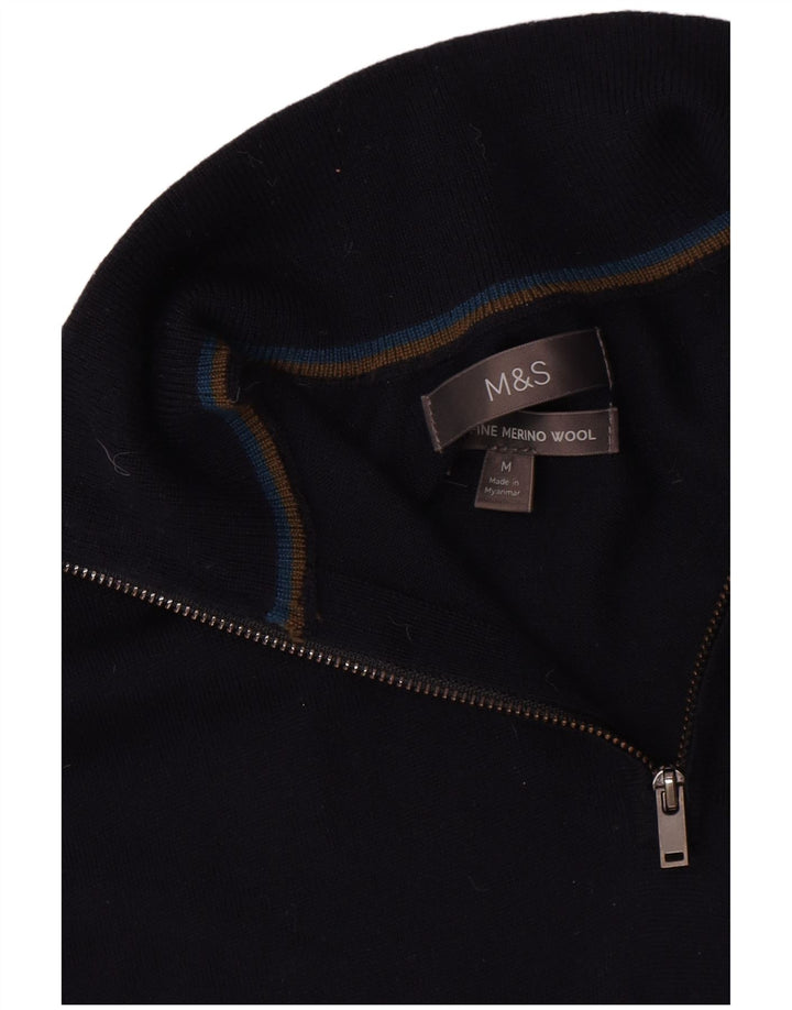 Ανδρικό πουλόβερ Marks & Spencer με φερμουάρ με φερμουάρ από μαλλί Merino