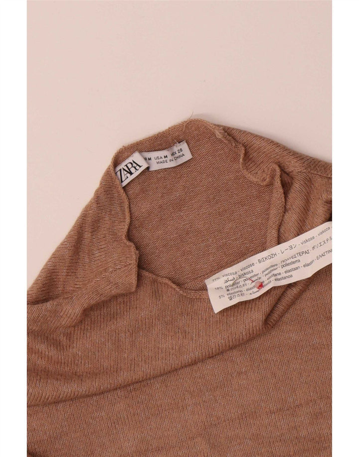 Zara Γυναικεία Μπλούζα Τοπ UK 14 Medium Beige Viscose