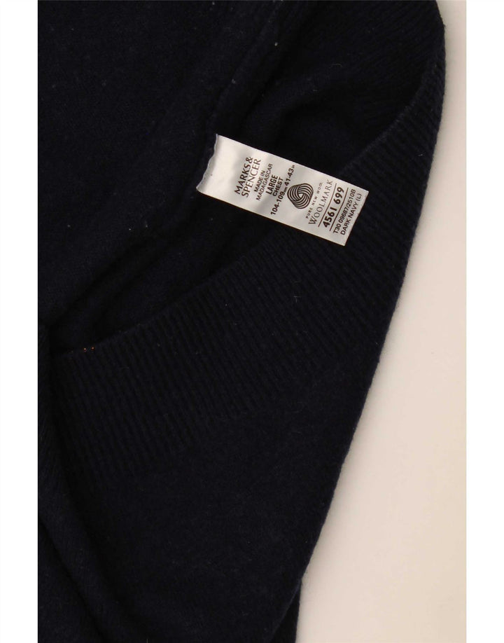 Marks & Spencer Ανδρικό πουλόβερ πουλόβερ με λαιμόκοψη με λαιμόκοψη μεγάλου μπλε ναυτικό αρνί