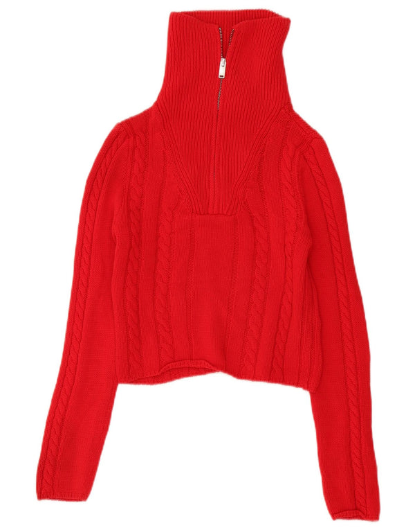 Γυναικείο πουλόβερ Zara Crop με φερμουάρ UK 6 XS Red Acrylic