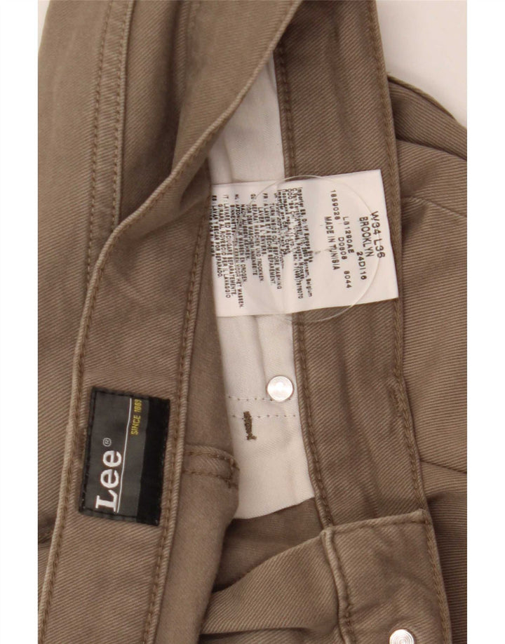 Lee Mens Brooklyn Straight Jeans W34 L33 Beige Cotton