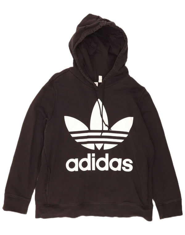 Adidas Γυναικείο Γραφικό Hoodie Jumper UK 20 2XL Μαύρο βαμβακερό