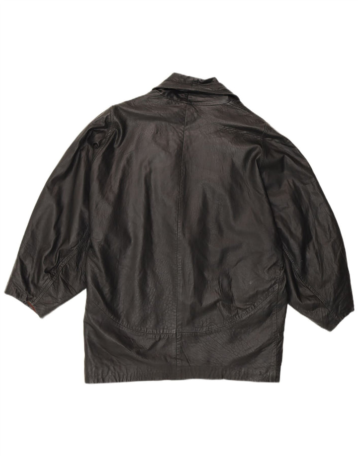 Vintage Γυναικείο Δερμάτινο Μπουφάν UK 16 Large Μαύρο Δερμάτινο