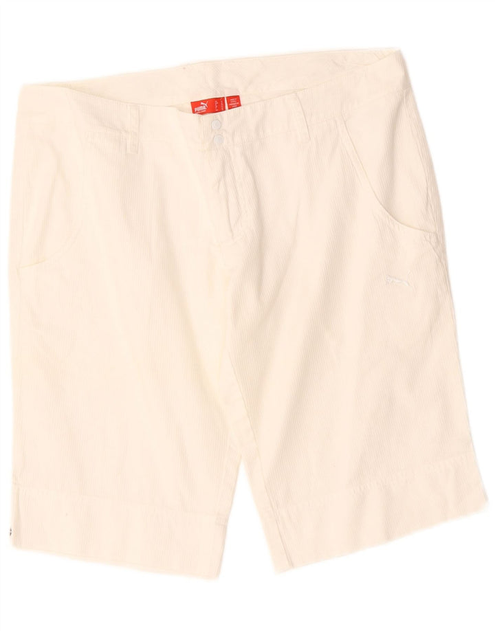 Puma Γυναικείο Casual Σορτς UK 12 Medium W34 White Pinstripe