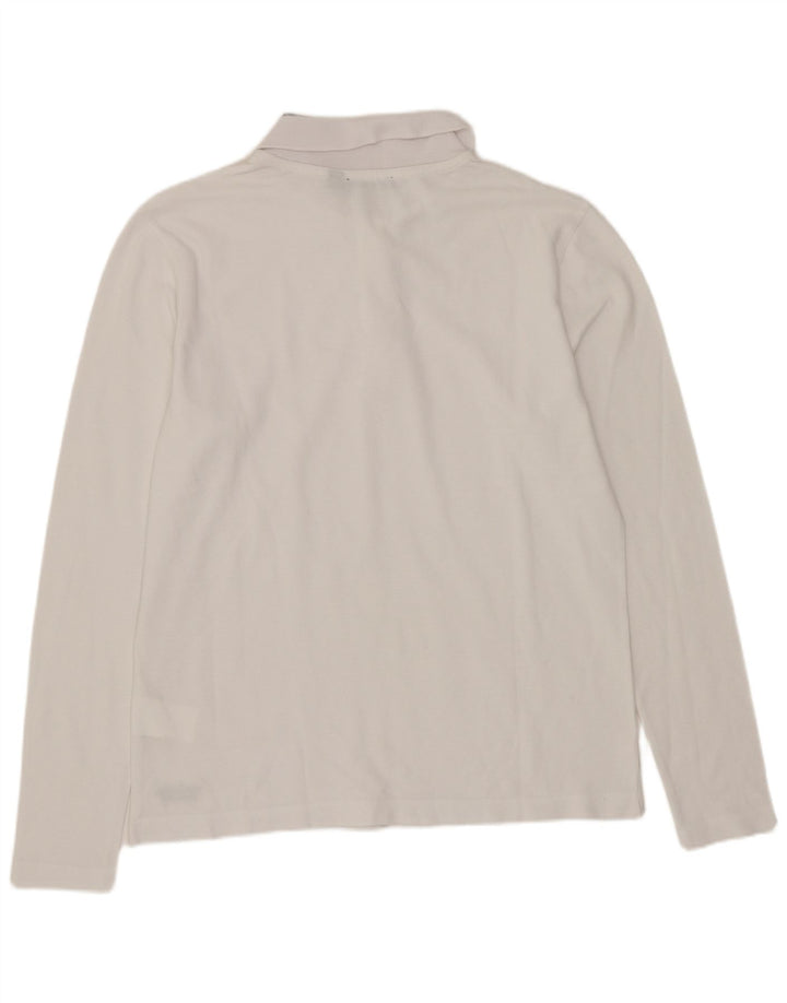 Ανδρικό μακρυμάνικο μπλουζάκι πόλο Calvin Klein, μεσαίο λευκό βαμβακερό