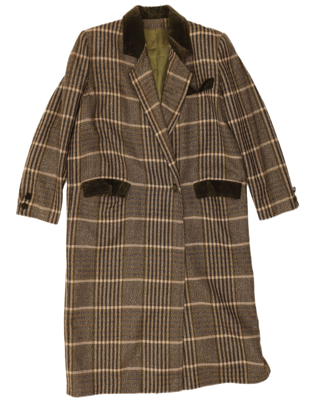 Vintage Γυναικείο Oversized Πανωφόρι UK 14 Medium Khaki Check