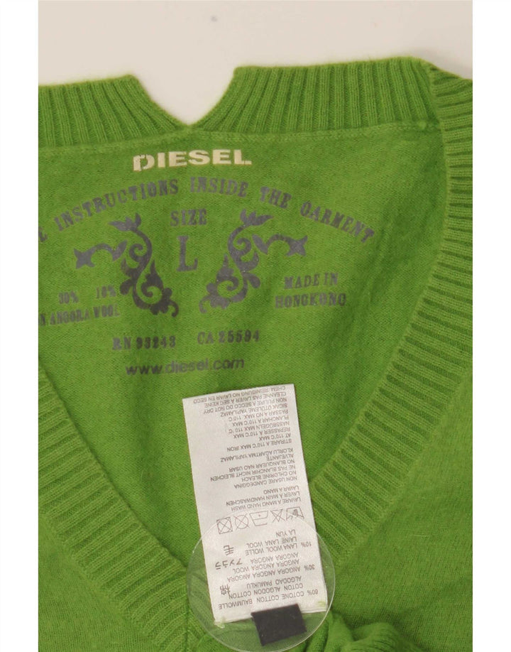 Diesel Ανδρικό πουλόβερ με λαιμόκοψη με λαιμόκοψη μεγάλο πράσινο βαμβακερό