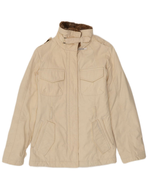Woolrich Womens Military Jacket UK 6 XS Beige Nylon