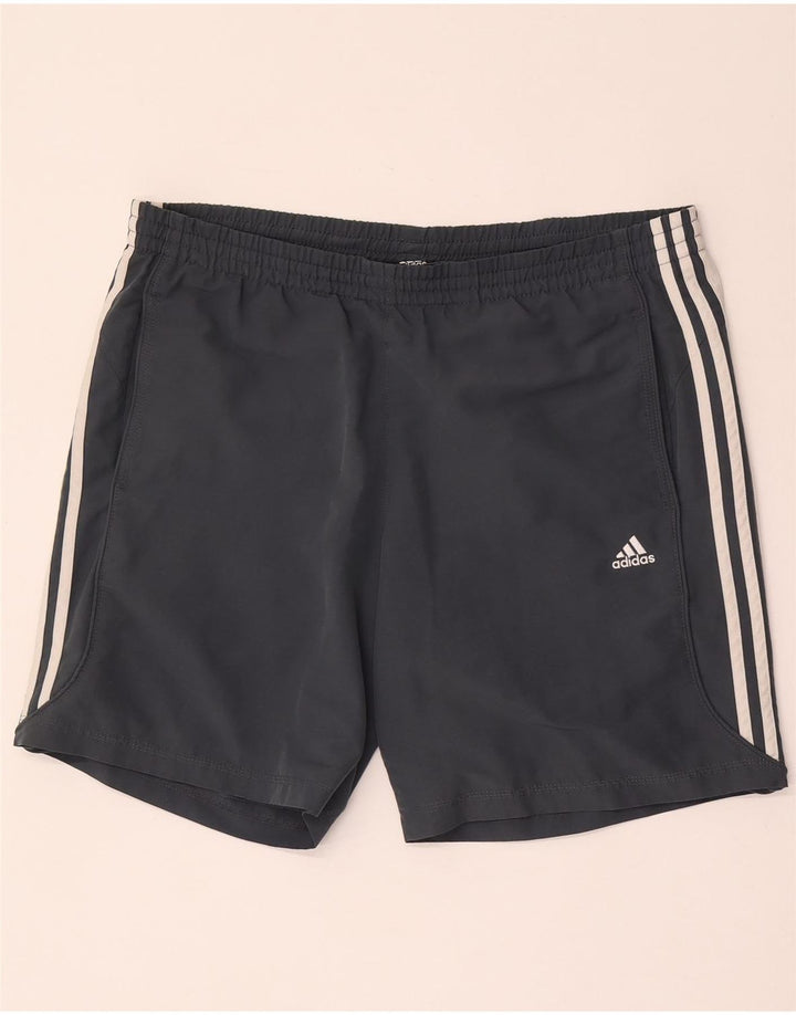 Ανδρικό αθλητικό σορτς Adidas Climalite από μεσαίο γκρι πολυεστέρα