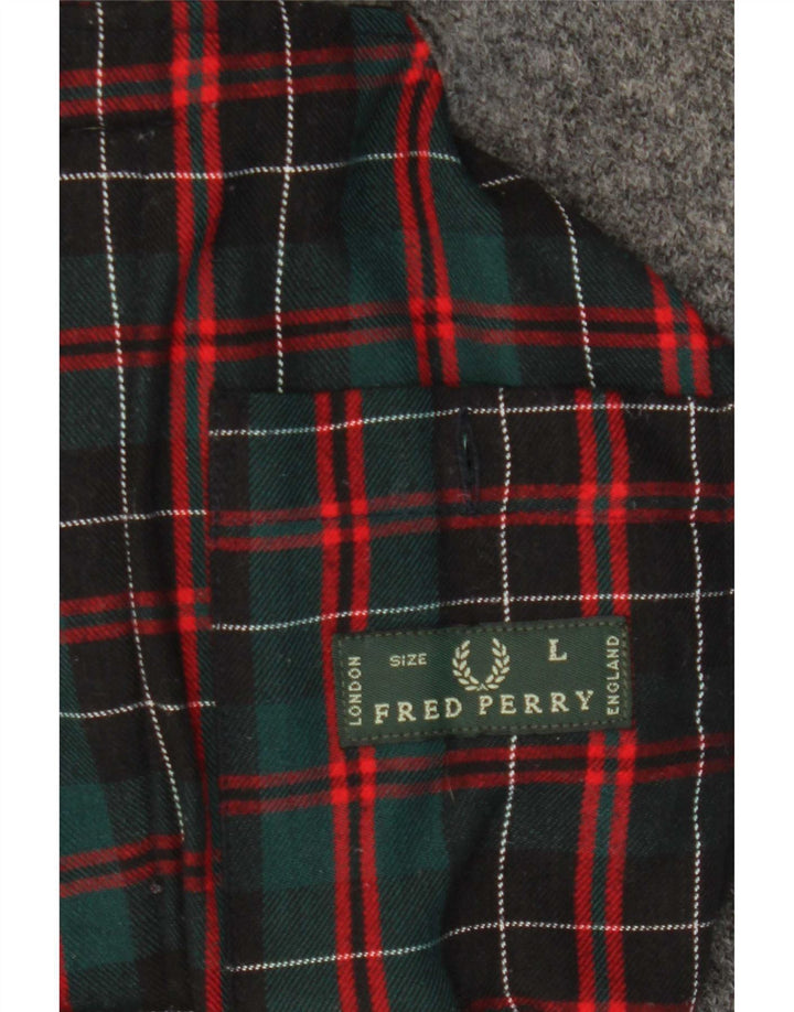 Fred Perry Ανδρικό πλεκτό μπουφάν Duffle UK 40 Large Grey Wool