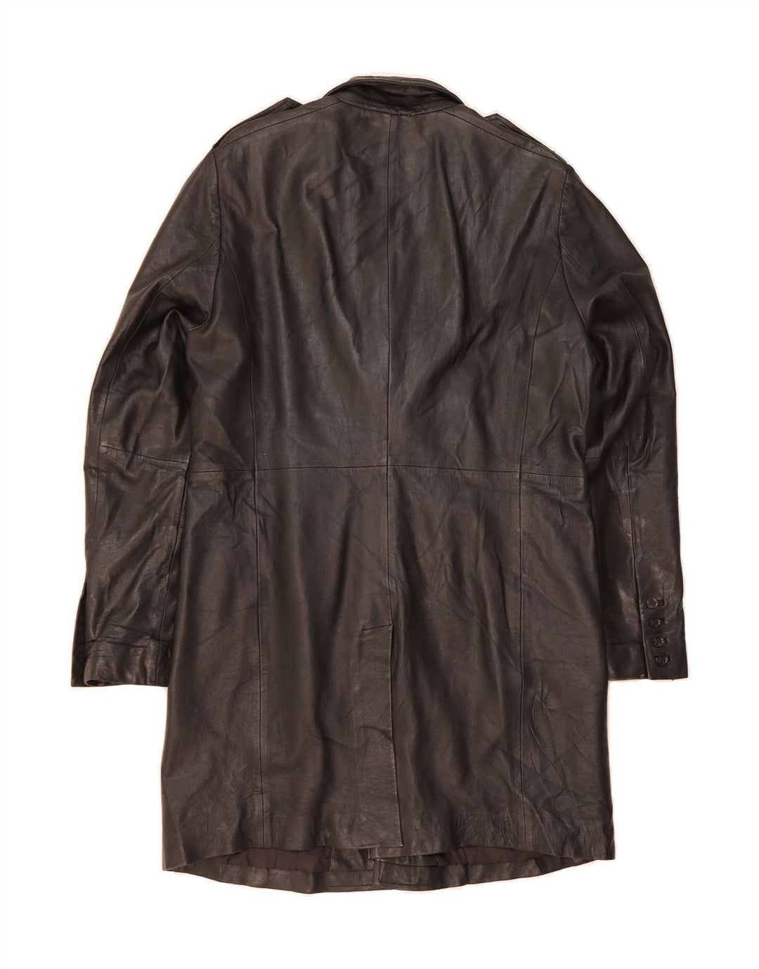 VINTAGE Mens Leather Coat UK 38 Medium Black Leather Vintage Vintage and Second-Hand Vintage from Messina Hembry 