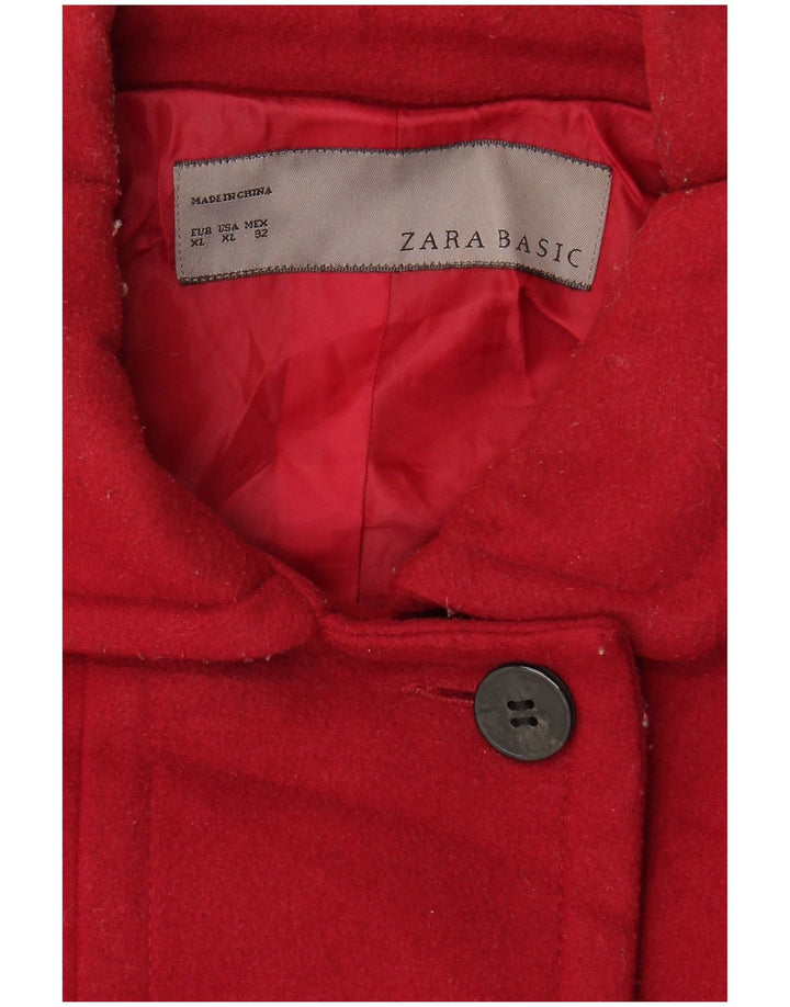 Zara Γυναικείο Παλτό μπιζελιού UK 18 XL Κόκκινο