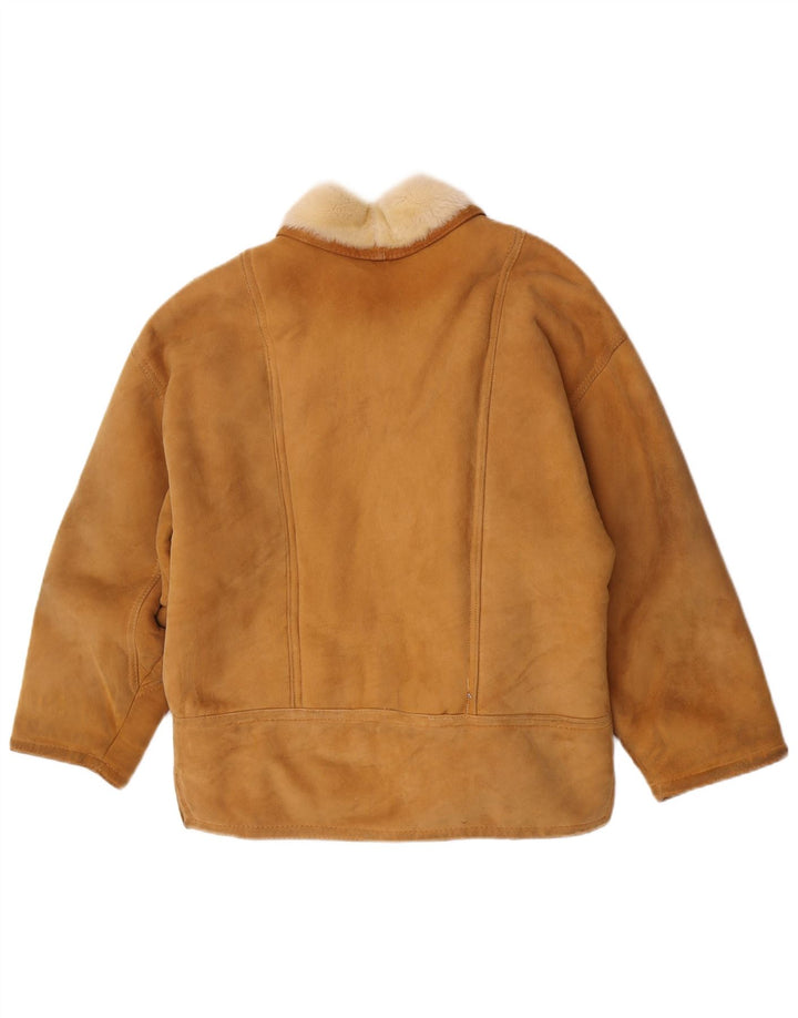 Vintage Γυναικείο Oversized Shearling Jacket IT 42 Medium Brown Colourblock