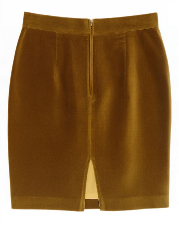 Benetton Γυναικεία Velvet Pencil Φούστα IT 44 Medium W28 Khaki Cotton