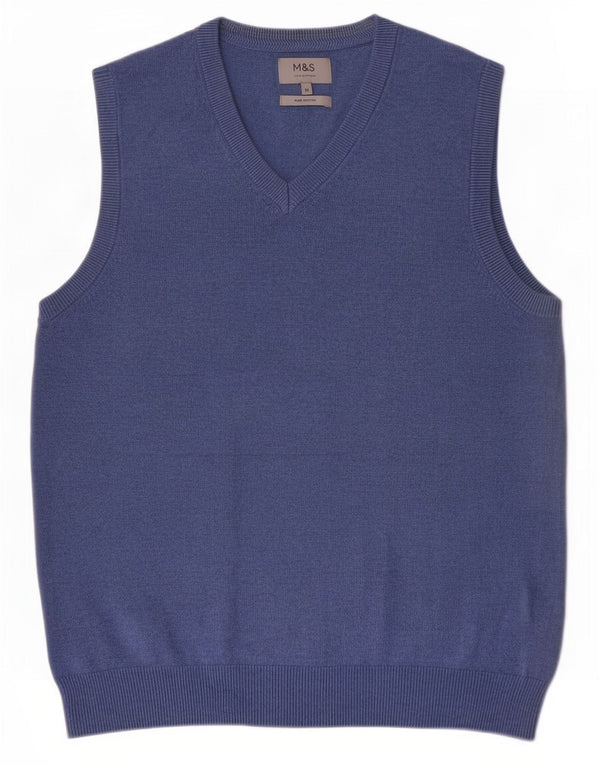 Marks & Spencer Ανδρικό γιλέκο Tank Top Μεσαίο μπλε βαμβακερό