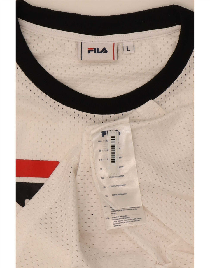 Fila Γυναικείο γραφικό T-Shirt Top UK 16 Large White Polyester