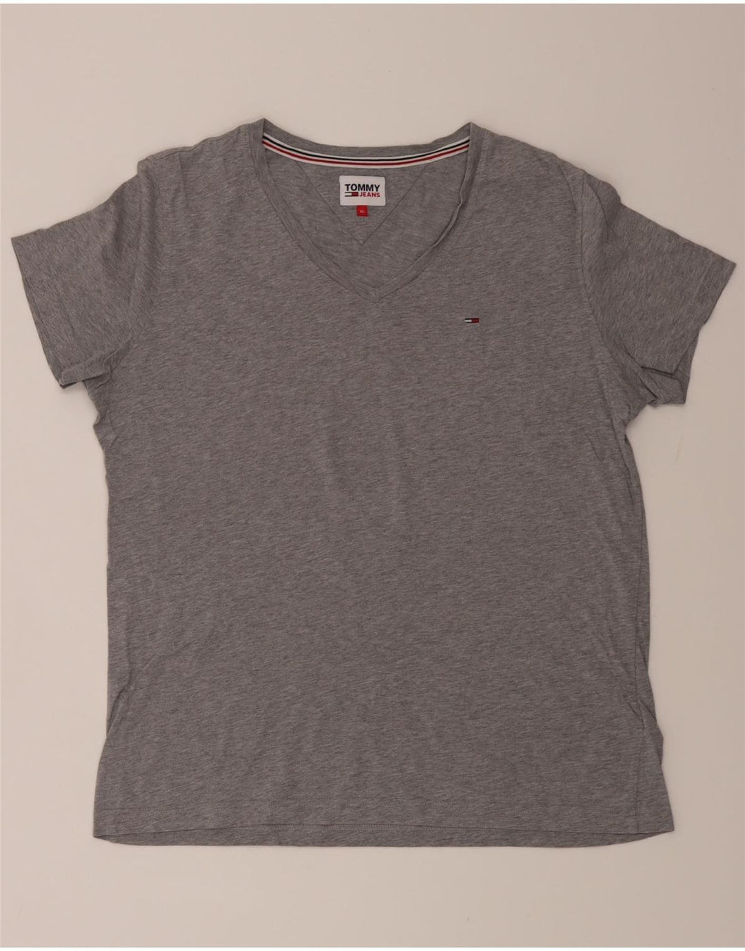TOMMY HILFIGER Womens T-Shirt Top XL Grey Cotton Vintage Tommy Hilfiger and Second-Hand Tommy Hilfiger from Messina Hembry 