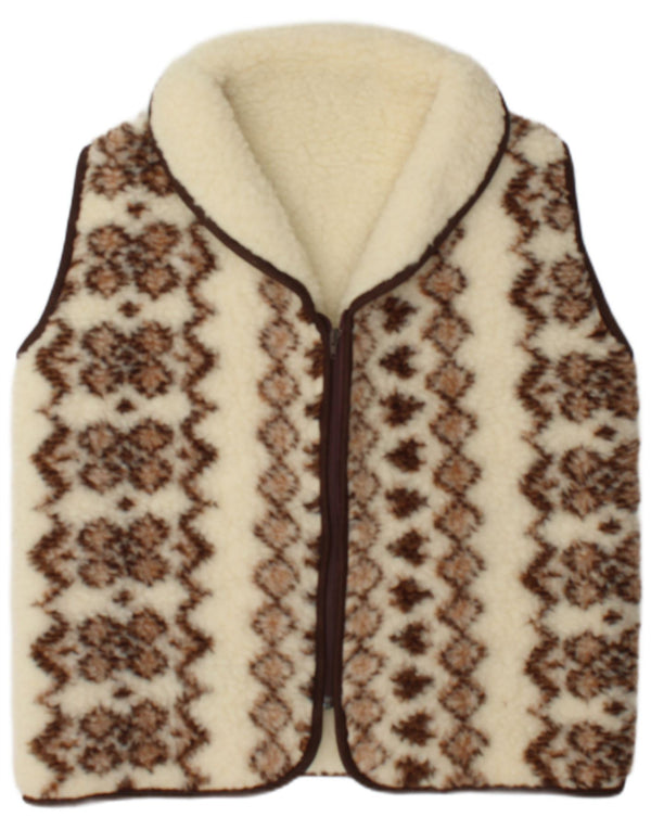 Vintage Γυναικείο Sherpa Gilet IT 48 XL Off White Fair Isle Wool