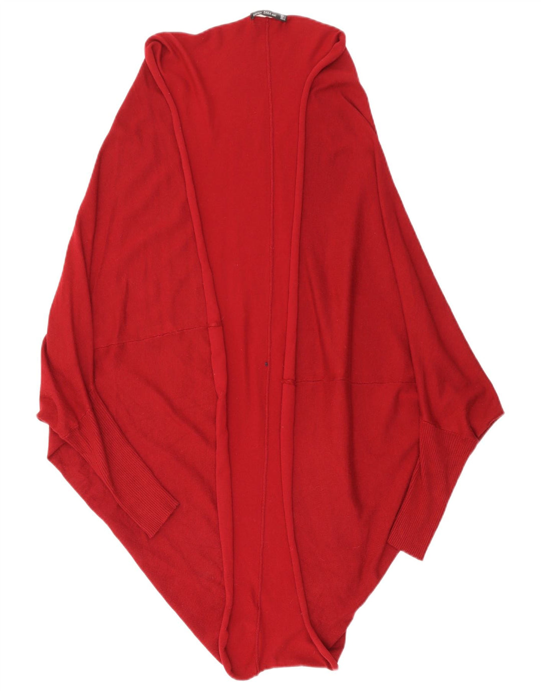 ZARA Γυναικείο Longline Open Cardigan πουλόβερ UK 14 Medium Maroon