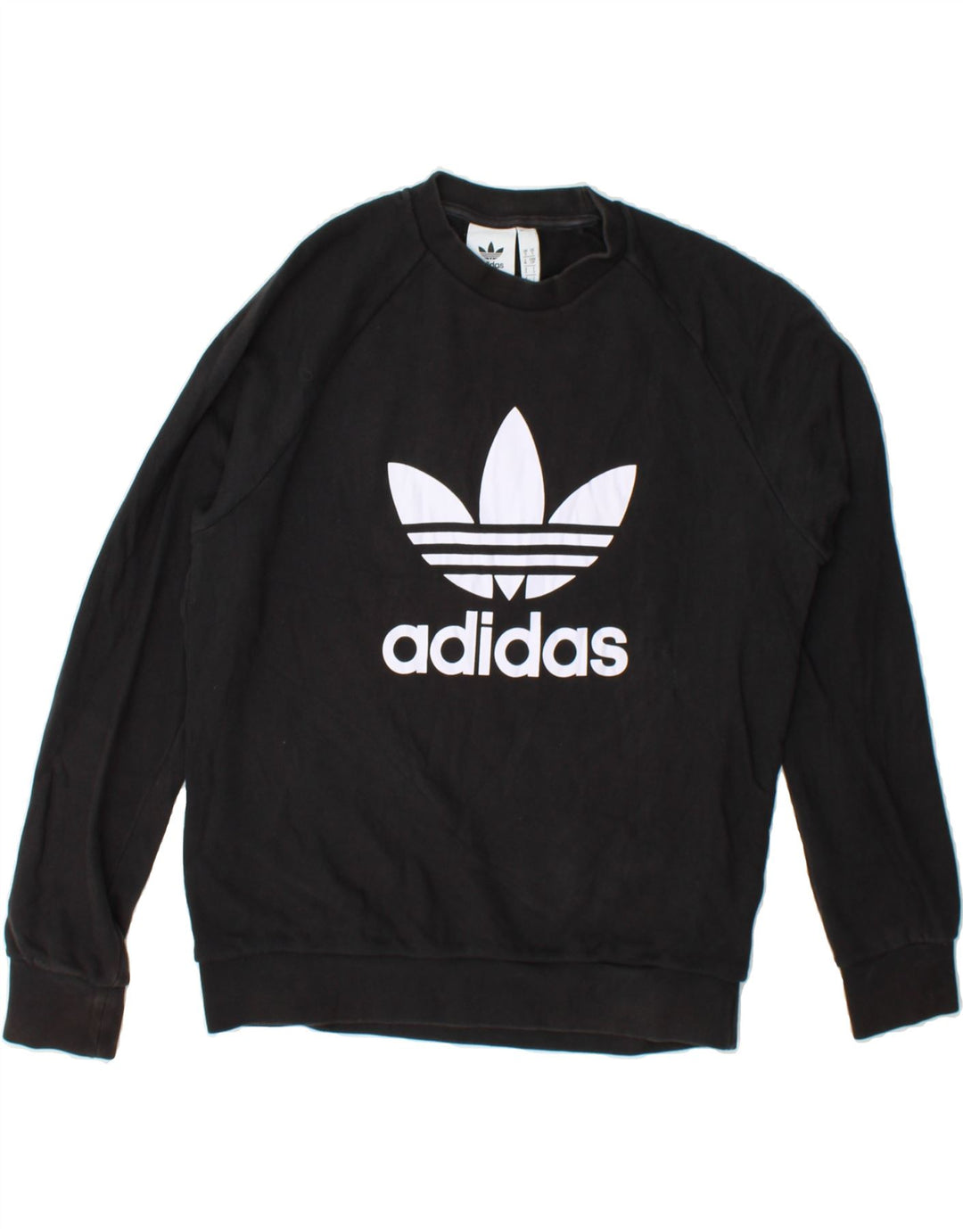 ADIDAS Mens Graphic Sweatshirt Jumper Small Black Cotton Vintage Adidas and Second-Hand Adidas from Messina Hembry 