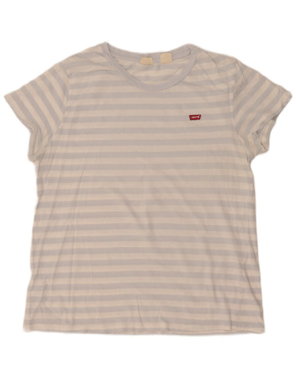 Γυναικείο T-Shirt Levi's Top UK 16 Large Blue ριγέ